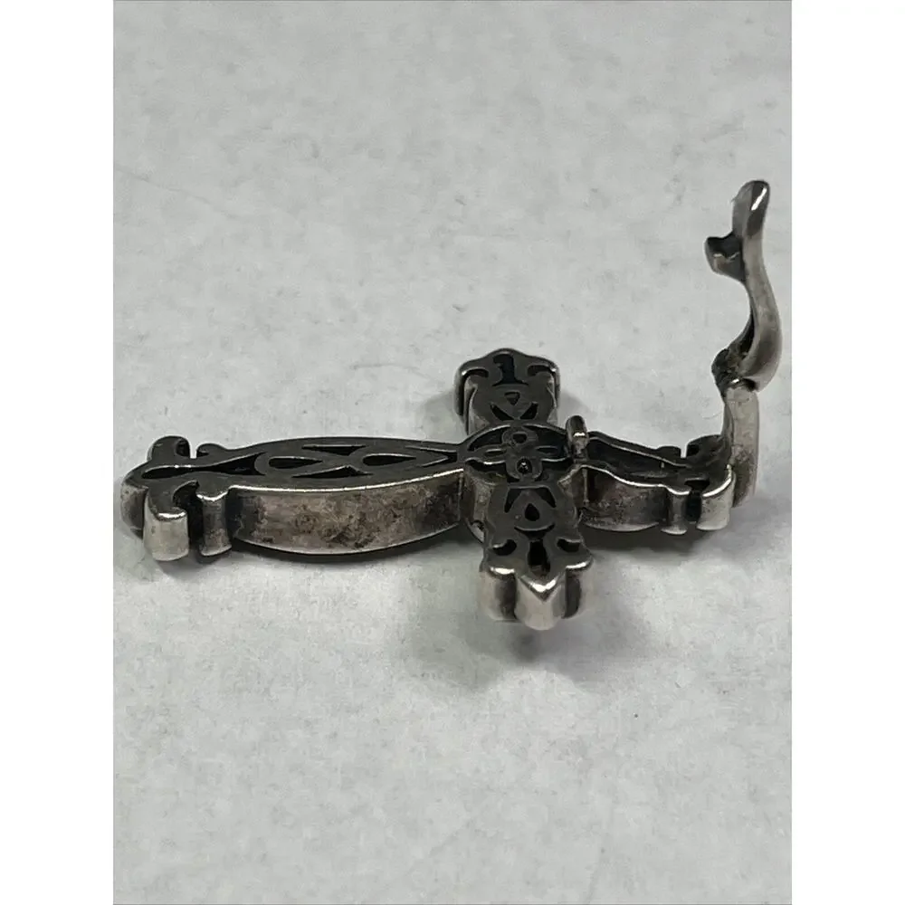 EFFY 18k And Sterling Silver Cross Crucifix Pendant Faux Pearl No Necklace RARE - Picture 11 of 12